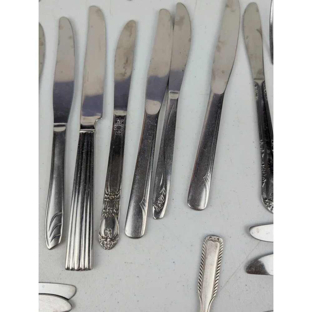 VTG Flatware Mixed Lot Silverware Stainless Lot Of 52 Oneida Japan Korea ECT
